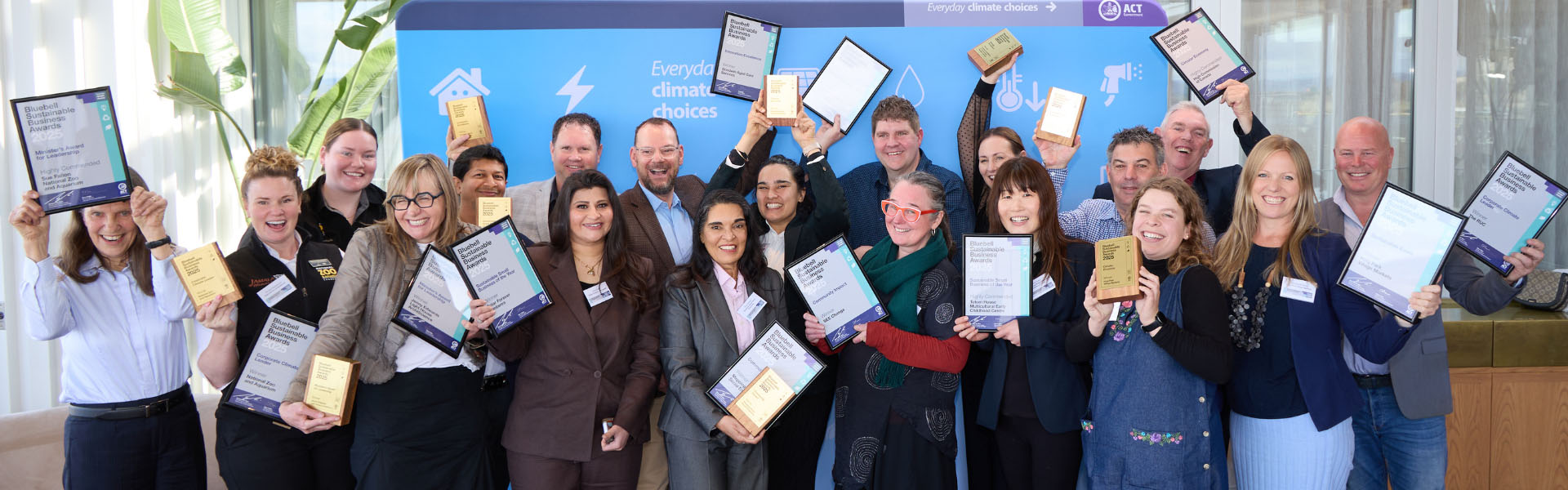 Wiiners of the 2025 Bluebell Sustainable Business Award celebrating with their awards.